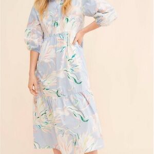 Anthropologie Maeve Bettina Shirred Shirt Dress
